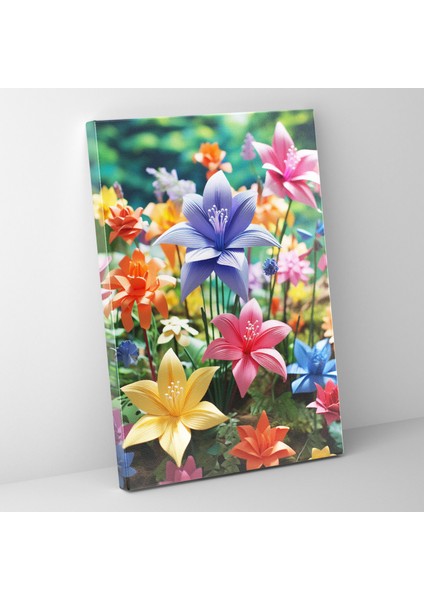Origami Çiçekler Kanvas Tablo - Origami, Duvar Dekorasyonu, Ev Dekorasyonu, Bahçe, 30X50