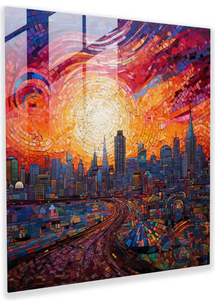 Çağdaş Gün Batımı Mozaiği - Gün Batımı, Modern Sanat, Ev Dekorasyonu, Çağdaş Tasarım, 30X30