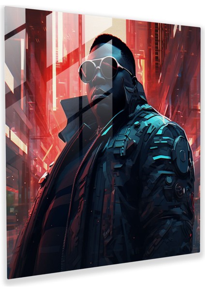 Cyberpunk Ünlü Büyük Cam Baskı - Fütüristik Dijital Sanat - Ünlü Büyük, Ev Dekorasyonu, Fütüristik Illüstrasyon, Cam Sanatı, 30X30