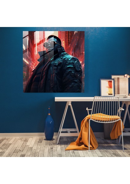 Cyberpunk Ünlü Büyük Cam Baskı - Fütüristik Dijital Sanat - Ünlü Büyük, Ev Dekorasyonu, Fütüristik Illüstrasyon, Cam Sanatı, 30X30 fiyatları