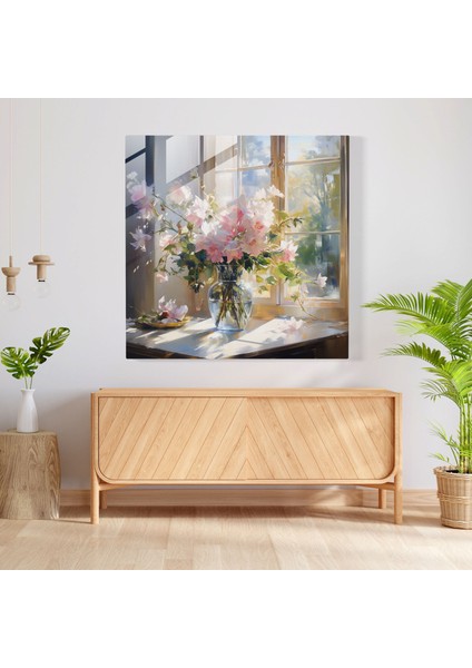 Natürmort Cam Baskı - Klasik Çiçek Açan Çiçekler - Natürmort, Modern Sanat, Cam Duvar Sanatı, Duvar Dekorasyonu, 30X30 modelleri