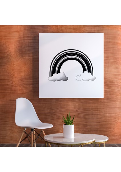 Minimalist Gökkuşağı Kanvas Tablo - Gökkuşağı, Modern Sofistike, Siyah Beyaz, Duvar Dekorasyonu, 30X30 fiyatları