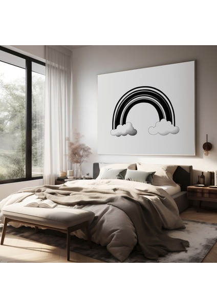 Minimalist Gökkuşağı Kanvas Tablo - Gökkuşağı, Modern Sofistike, Siyah Beyaz, Duvar Dekorasyonu, 30X30 modelleri