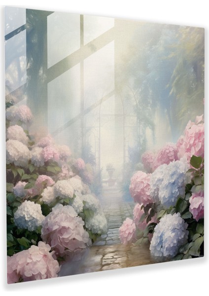 Ortanca Cam Duvar Sanatı - Serene Mist - Ortanca, Sakin, Cam Baskı, Doğadan Esinlenen, 30X30