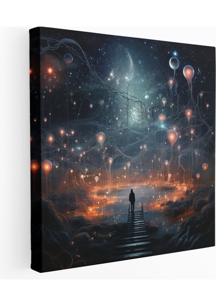 Rüya Gibi Yıldız Haritası Kanvas Tablo - Yıldız Haritası, Sanatsal Temsil, Yıldız Haritası, Gerçeküstü Atmosfer, 30X30
