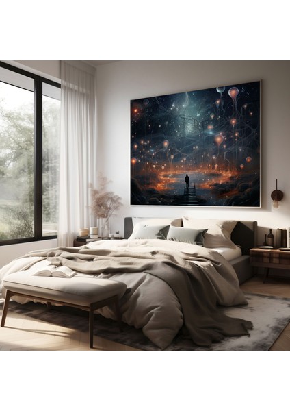 Rüya Gibi Yıldız Haritası Kanvas Tablo - Yıldız Haritası, Sanatsal Temsil, Yıldız Haritası, Gerçeküstü Atmosfer, 30X30 modelleri