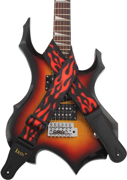 Ayarlanabilir Kırmızı Alev Desenli Gitar Askısı Akustik Folk Elektro Gitar Bas Için Deri Uçlu Gitar Askı Kemeri (Yurt Dışından) fırsatları
