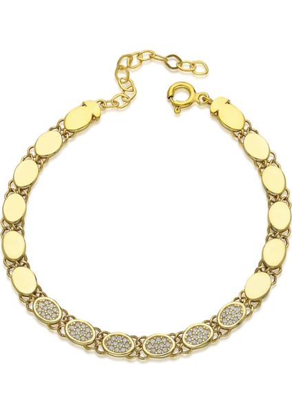 Taşlı Oval Zincir Bileklik
