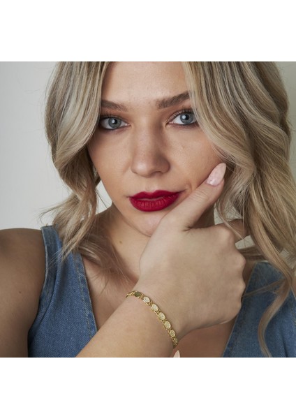 Taşlı Oval Zincir Bileklik modelleri