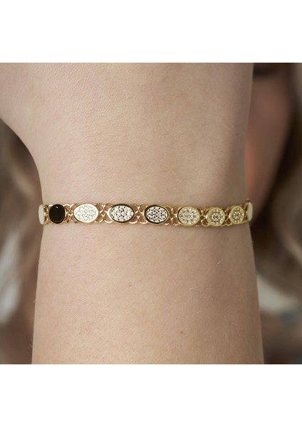Taşlı Oval Zincir Bileklik fırsatları