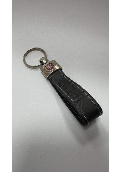 Fiat Yazılı ve Logolu TERMO DERİ Anahtarlık (Siyah)