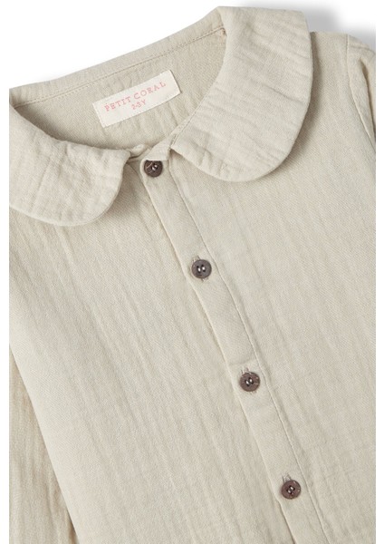 Unisex Çocuk Müslin Bebe Yaka Gömlek modelleri
