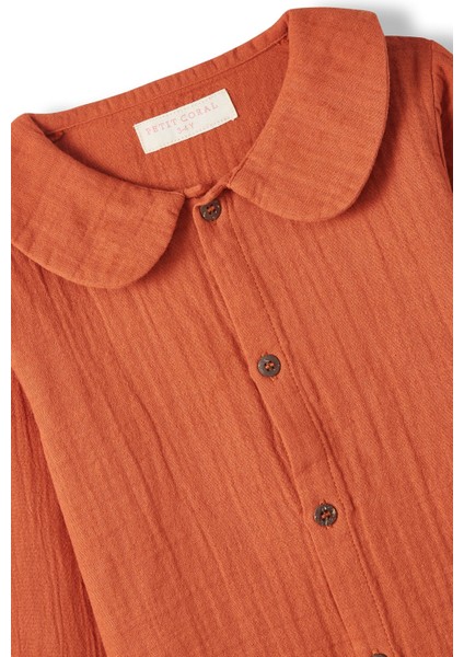 Unisex Çocuk Müslin Bebe Yaka Gömlek modelleri