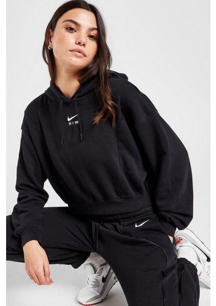 Sportswear Air Fleece Hoodie Crop Oversize Kesim Kadın Sweatshirt