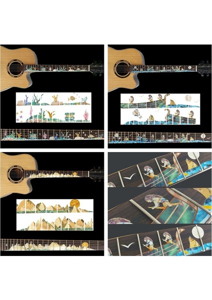 E Tarzı Elektrik Akustik Gitar Bas Için 1 Adet Çapraz Işlemeli Fretboard Sticker Ukulele Guitarra Aksesuarları Için Ultra Ince Sticker (Yurt Dışından) modelleri
