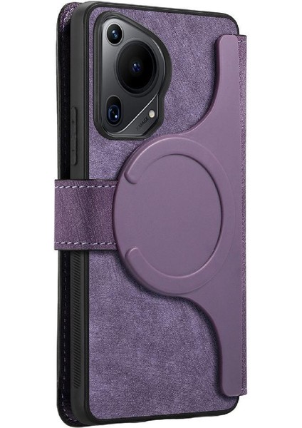 Huawei Pura 70 Için Flip Case Ultra Retro Kart Standı Cüzdan Mıknatıs Malzeme (Yurt Dışından)