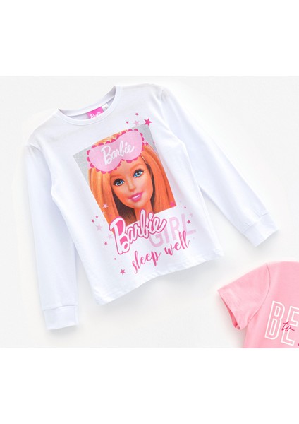 For You Kids Barbie 4'lü Tshirt Pembe Şort Pantolon Takım