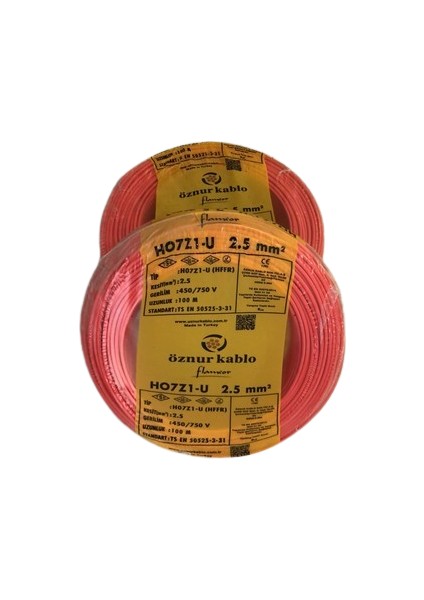 Öznur 2.5mm HO7Z1-U (Hffr Elektrik Kablosu Kırmızı Renk