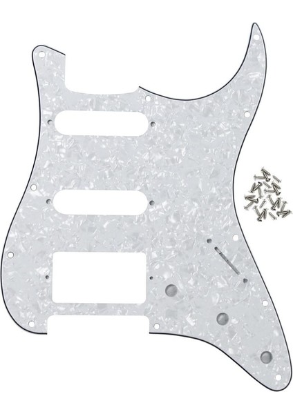 Beyaz Inci 4 Katlı Stil Fleor 11 Delikli Elektro Gitar Pickguard Ssh Hss Gitar Çizik Levhası ve Vidaları St Gitar Parçaları ile Uyumlu, 21 Renk Seçeneği (Yurt Dışından)