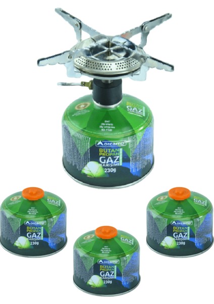 Siboplu Blisterli Kartuş Ocak ve 3 Adet 230 Gram Gaz Kartuş Seti