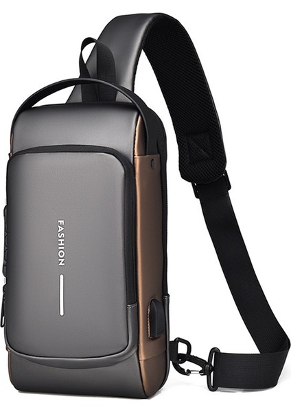 Trendy Erkek Crossbody Çanta Su Geçirmez Spor Şarjlı Büyük Kapasiteli Omuz Çantası (Yurt Dışından)