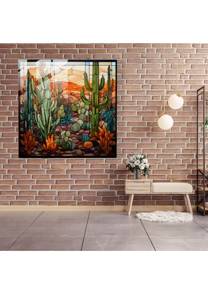 Vitray Kaktüs Mozaik Cam Duvar Sanatı modelleri