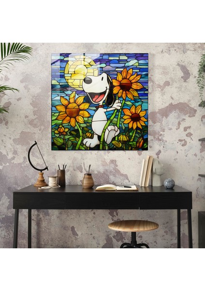 Vitray Snoopy Cam Baskı modelleri