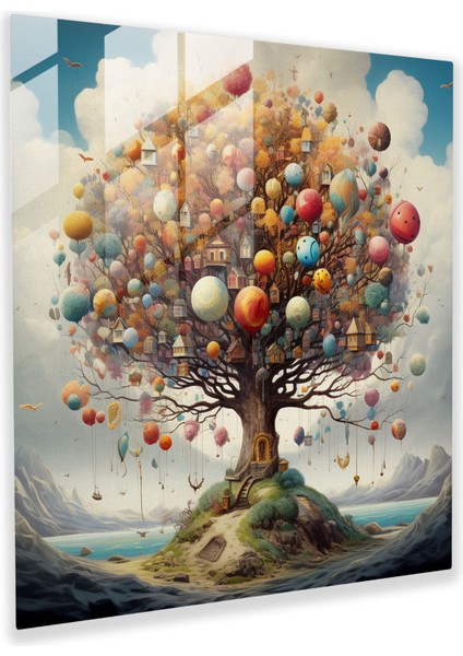 Kaprisli Hayat Ağacı Cam Baskı