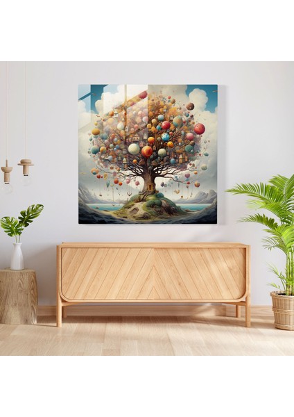 Kaprisli Hayat Ağacı Cam Baskı fiyatları