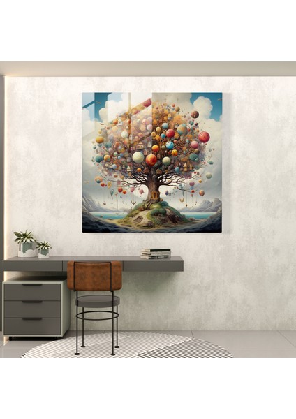 Kaprisli Hayat Ağacı Cam Baskı modelleri