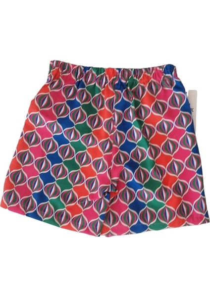 Kendinden Kemerli Desenli Renkli Kız Çocuk Şort Etek modelleri