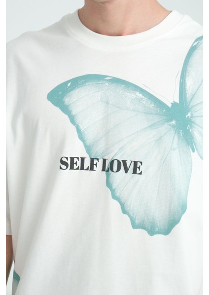 Oversize Self Love Baskılı Tişört Pamuk