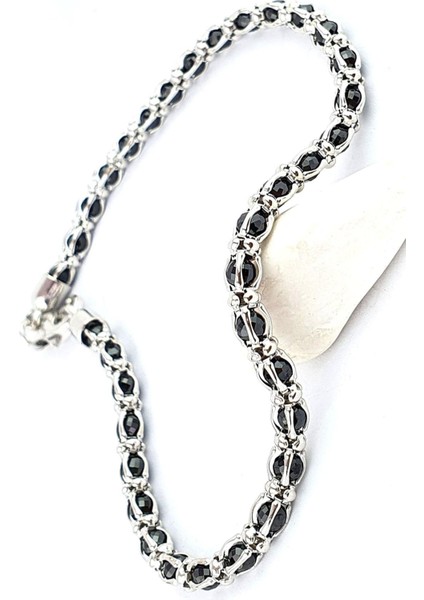 Italyan 925AYAR Gümüş Içi Oniks Taş Detaylı Tasarım Erkek Bileklik