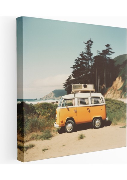 Vintage Polaroid Yol Gezisi Kanvas Tablo, 30X30 cm