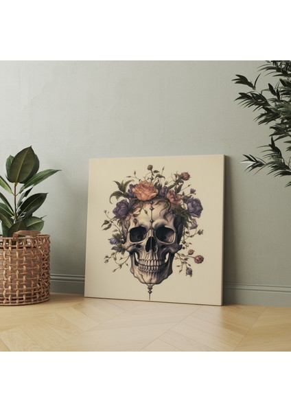 Botanik Kafatası Antik Illüstrasyon Kanvas Tablo, 30X30 cm fiyatları