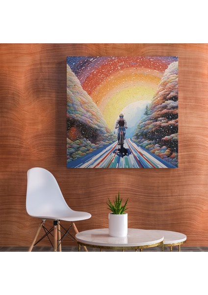 Pointilizm Bisikletçinin Yolculuğu Kanvas Tablo, 30X30 cm fiyatları