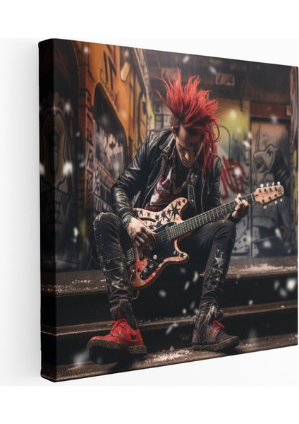 Cesur Punk Rocker Kanvas Tablo, 30X30 cm