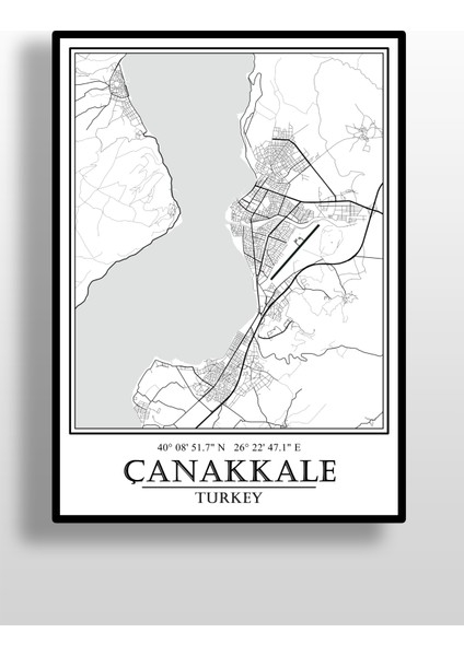 Çanakkale Şehir Haritası Çerçevesiz Poster-Harita Sanatı, Map Art Design fiyatları