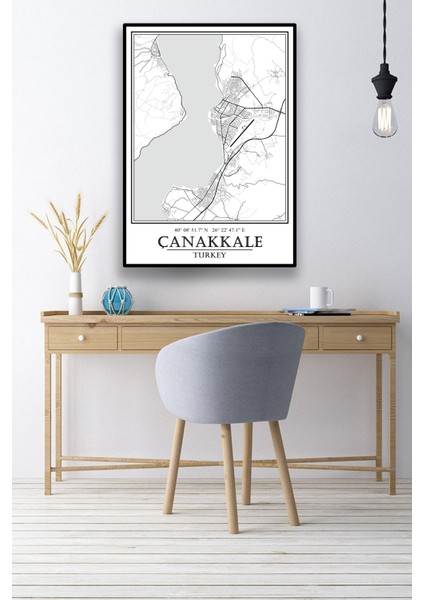 Çanakkale Şehir Haritası Çerçevesiz Poster-Harita Sanatı, Map Art Design modelleri