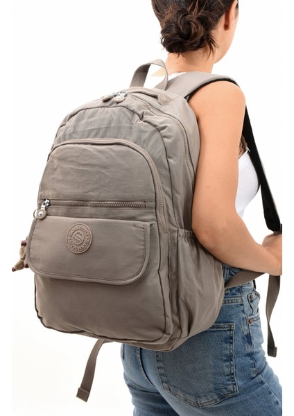 Alber Model Su Geçirmez Kumaş Laptop Bölmeli Büyük Boy Okul Seyahat Sırt Çantası Fonksiyonel