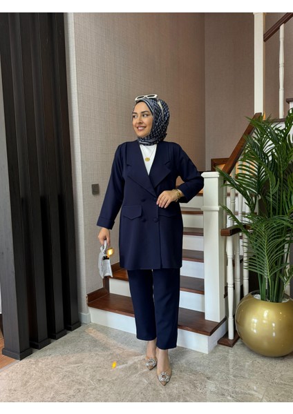 Casual Blazer Ceket Pantolon Takım Double Krep Kumaş Tesettür Giyim ST2187 fiyatları