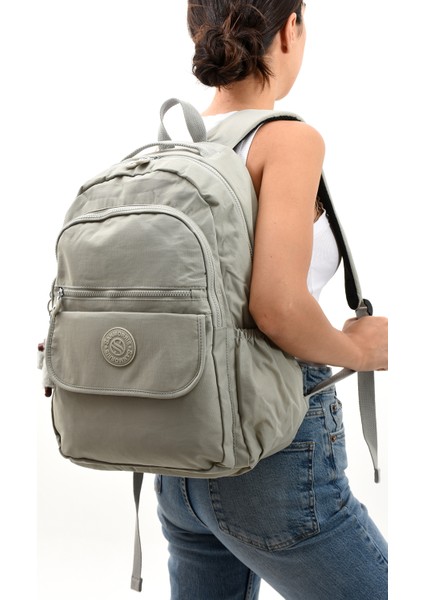Alber Model Su Geçirmez Kumaş Laptop Bölmeli Büyük Boy Okul Seyahat Sırt Çantası Fonksiyonel