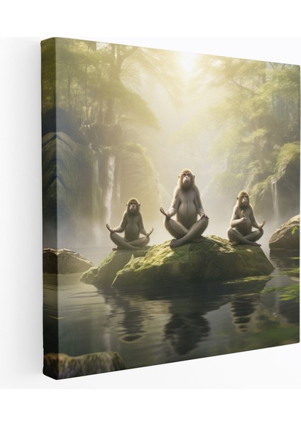 Yoga 3 Maymun Kanvas Tablo