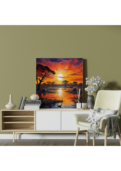 Afrika Gün Batımı Rüyaları Kanvas Tablo, 30X30 cm