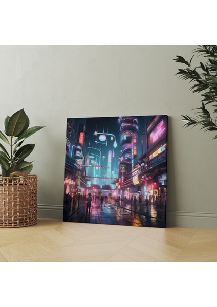 Cyberpunk Arcade Metropolis Kanvas Tablo, 30X30 cm fiyatları
