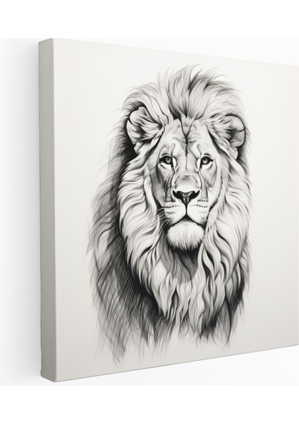 Görkemli Aslan Hat Sanatı Kanvas Tablo, 30X30 cm