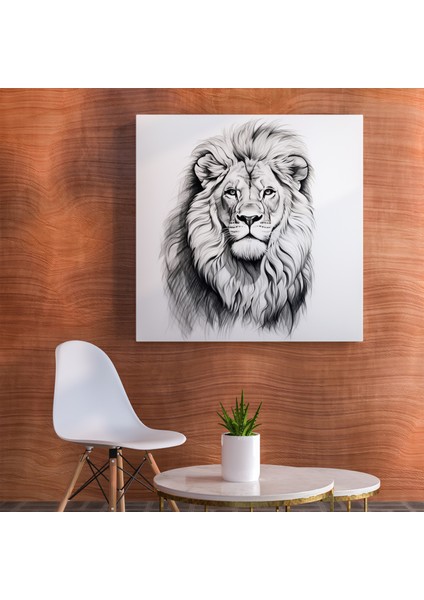 Görkemli Aslan Hat Sanatı Kanvas Tablo, 30X30 cm