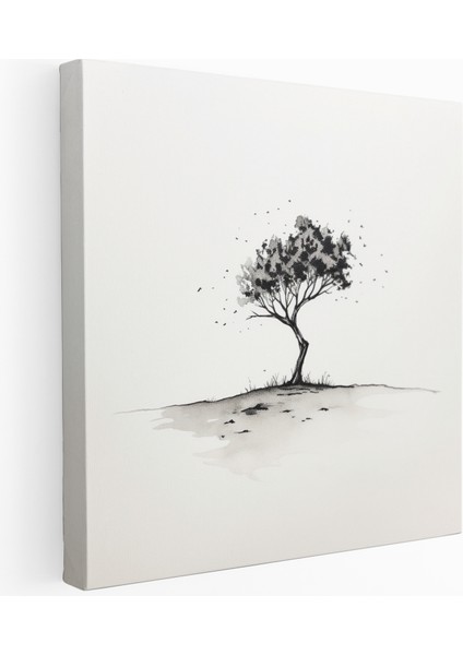 Monokrom Kanvas Tabloda Huzur, 30X30 cm