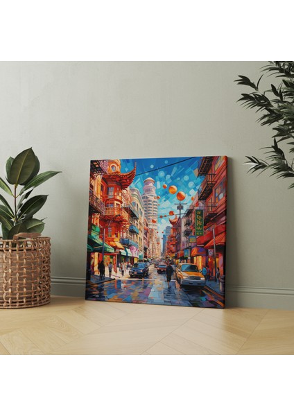 San Francisco'nun Çin Mahallesi Akrilik Tablo Kanvas Tablo, 100X100 cm