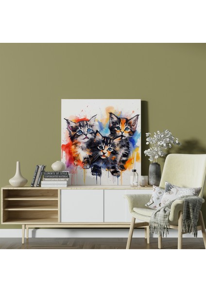 Kaprisli Kedi Yavrusu Kanvas Tablo, 30X30 cm fiyatları